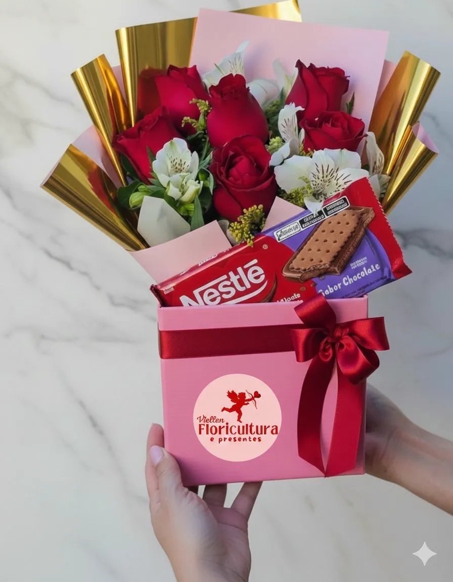 Box Presente Especial — Rosas e Chocolates