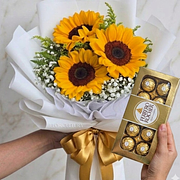Arranjo de Girassol com Ferrero Rocher — Dia dos Namorados Salvador