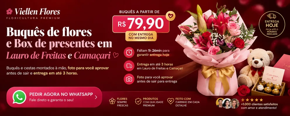 Viellen Flores — buquês de flores e box de presentes em Lauro de Freitas e Camaçari, a partir de R$ 79,90 com entrega no mesmo dia
