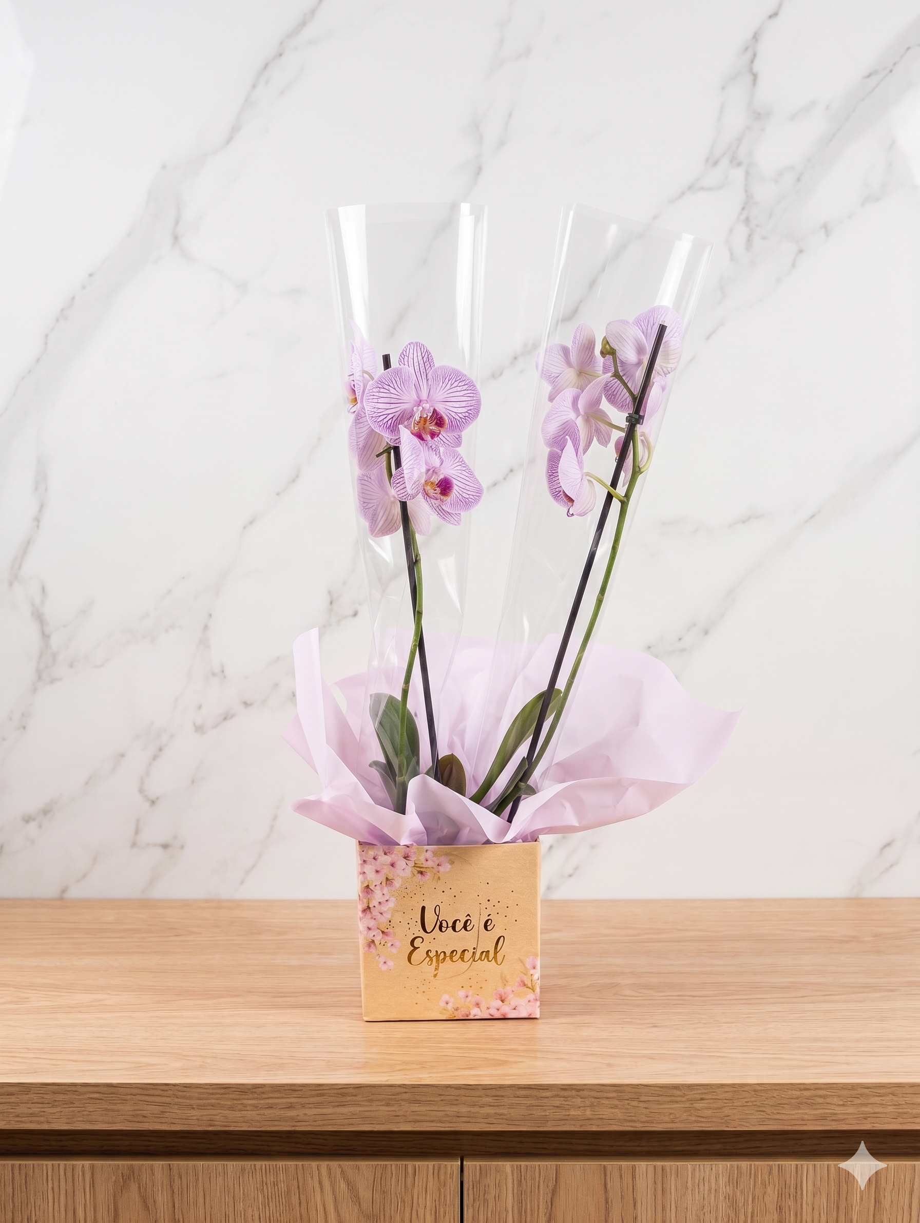 Orquídea Phalaenopsis Lilás em Vaso Personalizado Você é Especial — Presente Dia das Mães