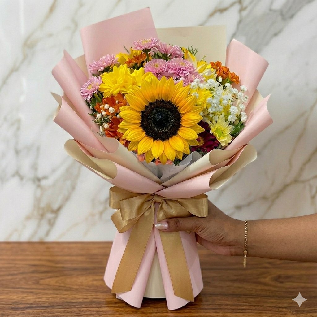 Buquê Primavera Girassol e Margaridas