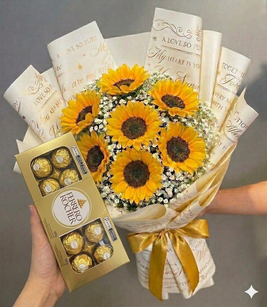 Buquê 6 Girassóis + Ferrero Rocher